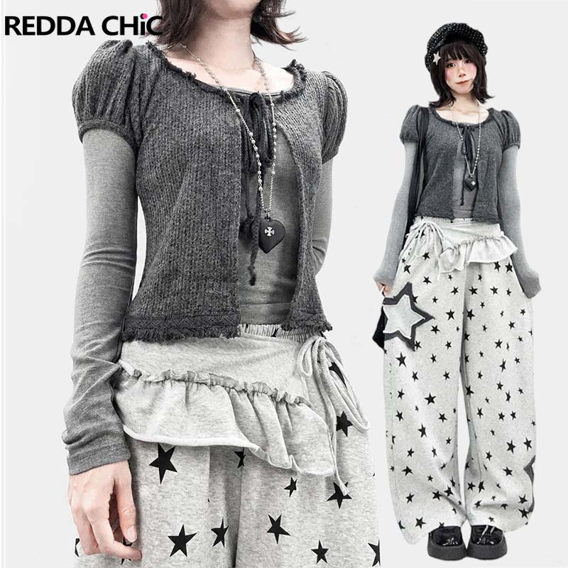 Bandage - REDDACHiC Cardigan-Oberteil mit Puffärmeln, zweiteiliges Set