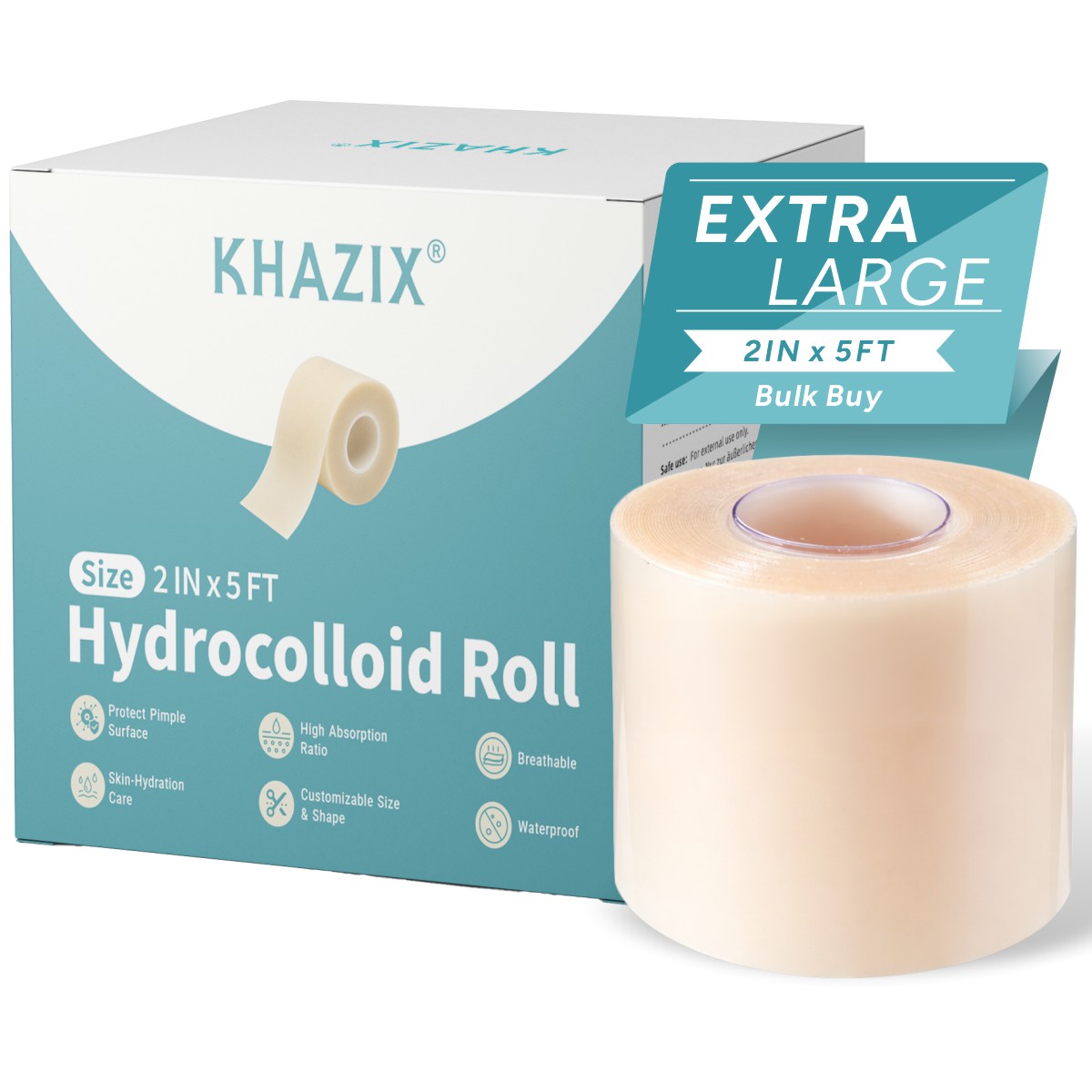Bandage - KHAZIX Hydrokolloid-Verbandrolle 2 Zoll x 5
