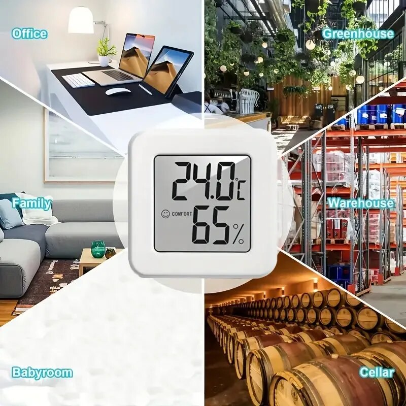 Thermometer Digital - Digitales Hygrometer-Thermometer, Innenthermometer, Temperaturanzeige, Mini-LCD-Wetterstation, Sensor