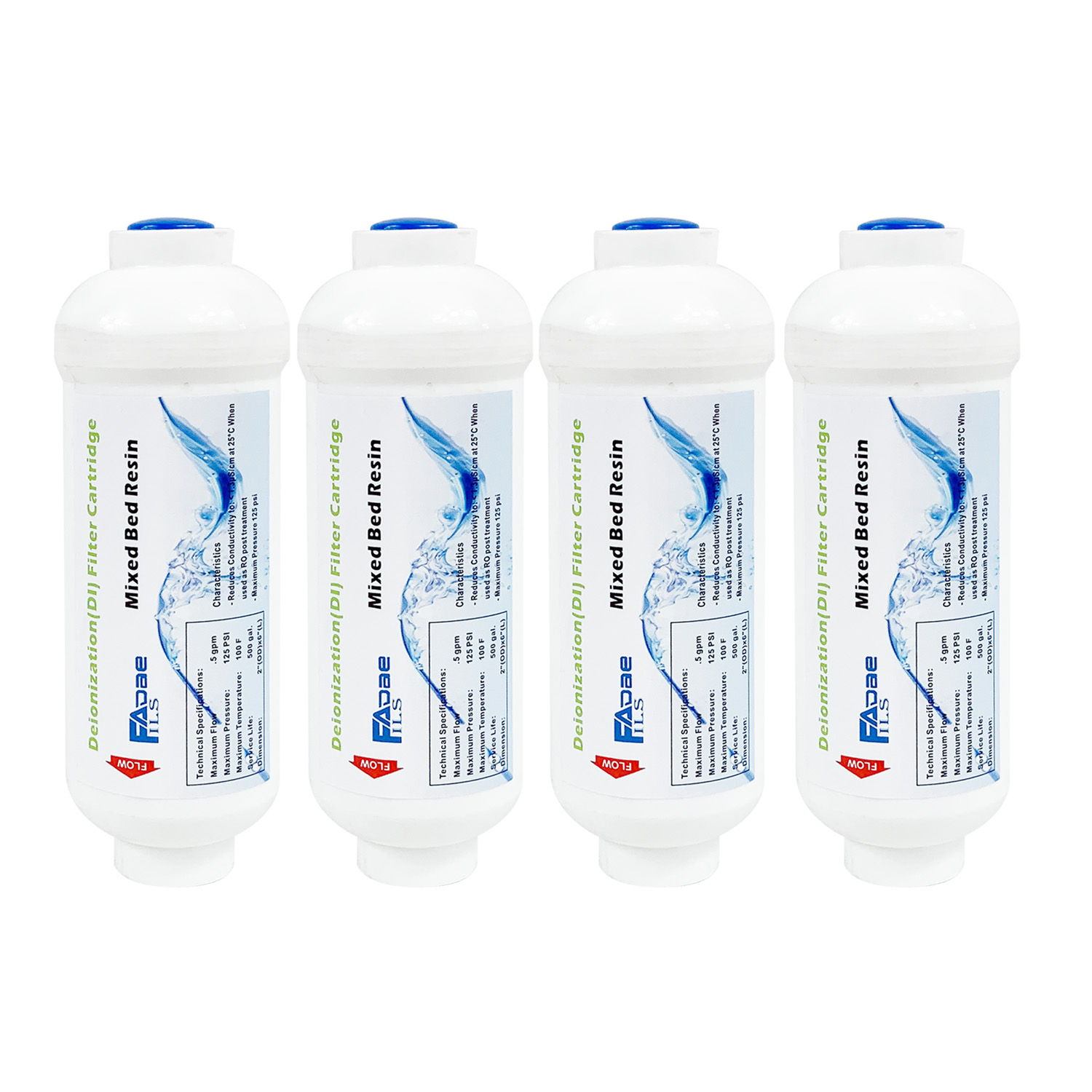Xlab Medical - 4er-Pack Inline-DI-Harzfilterkartuschen für gemischtes Bett, 5,1