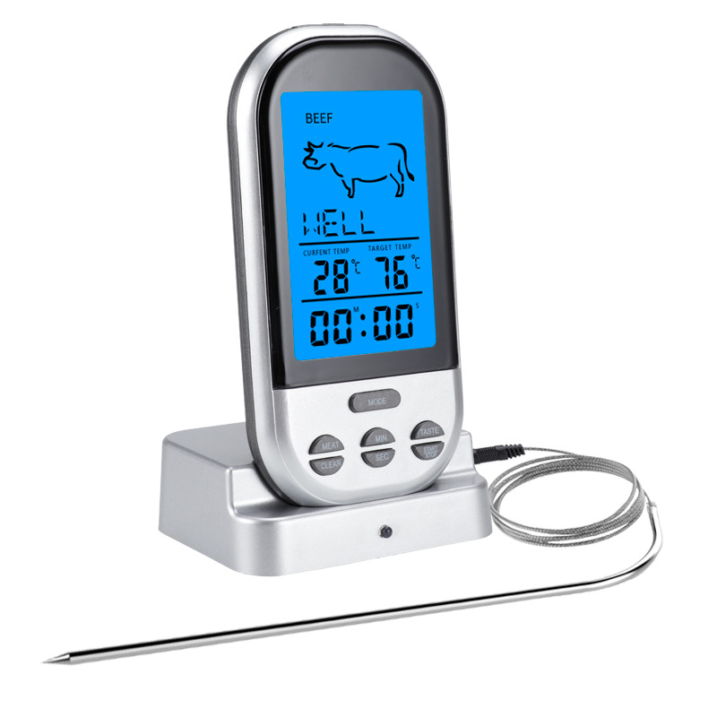 Thermometer Digital - Kabelloses BBQ-Thermometer mit Timer, Küchen-Ofen-Lebensmittelthermometer, Multifunktionales
