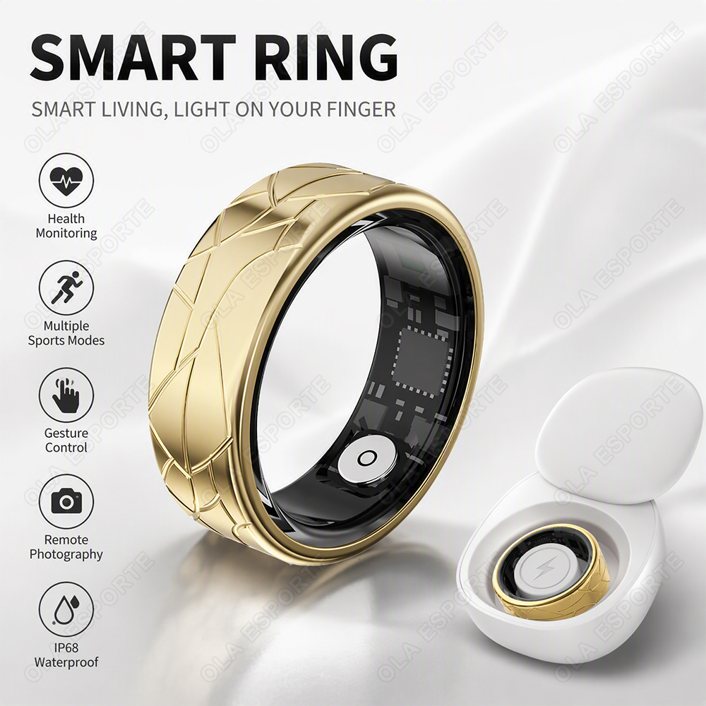 Blood Pressure Monitor - Edelstahl-Smart-Ring Wasserdicht 24-Stunden-Gesundheitsüberwachung Schlaf Herzfrequenz Mehrere